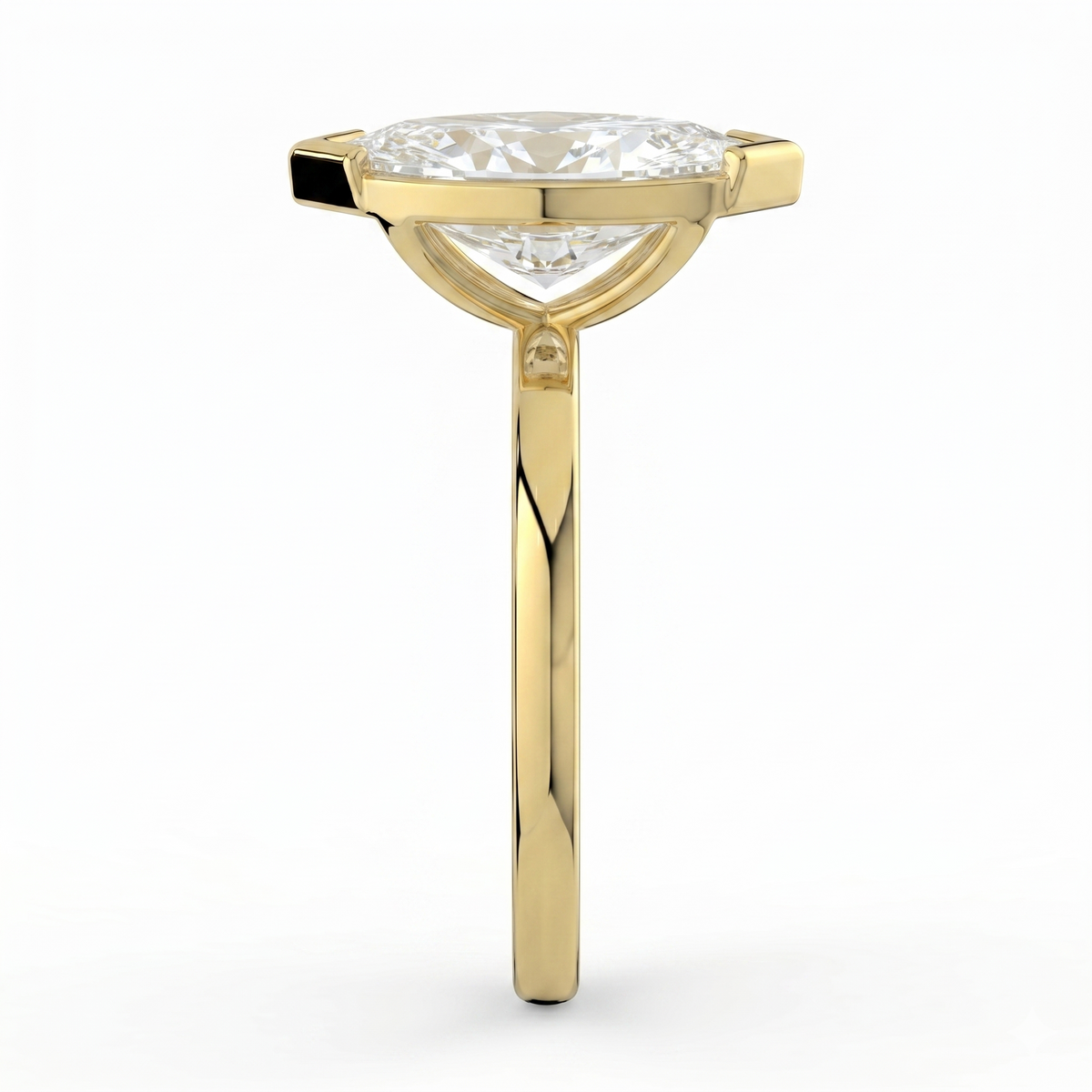 The Celine Ring — Marquise Half Bezel Solitaire Lab-Grown Diamond Engagement Ring in Yellow Gold | The Jewel Concierge