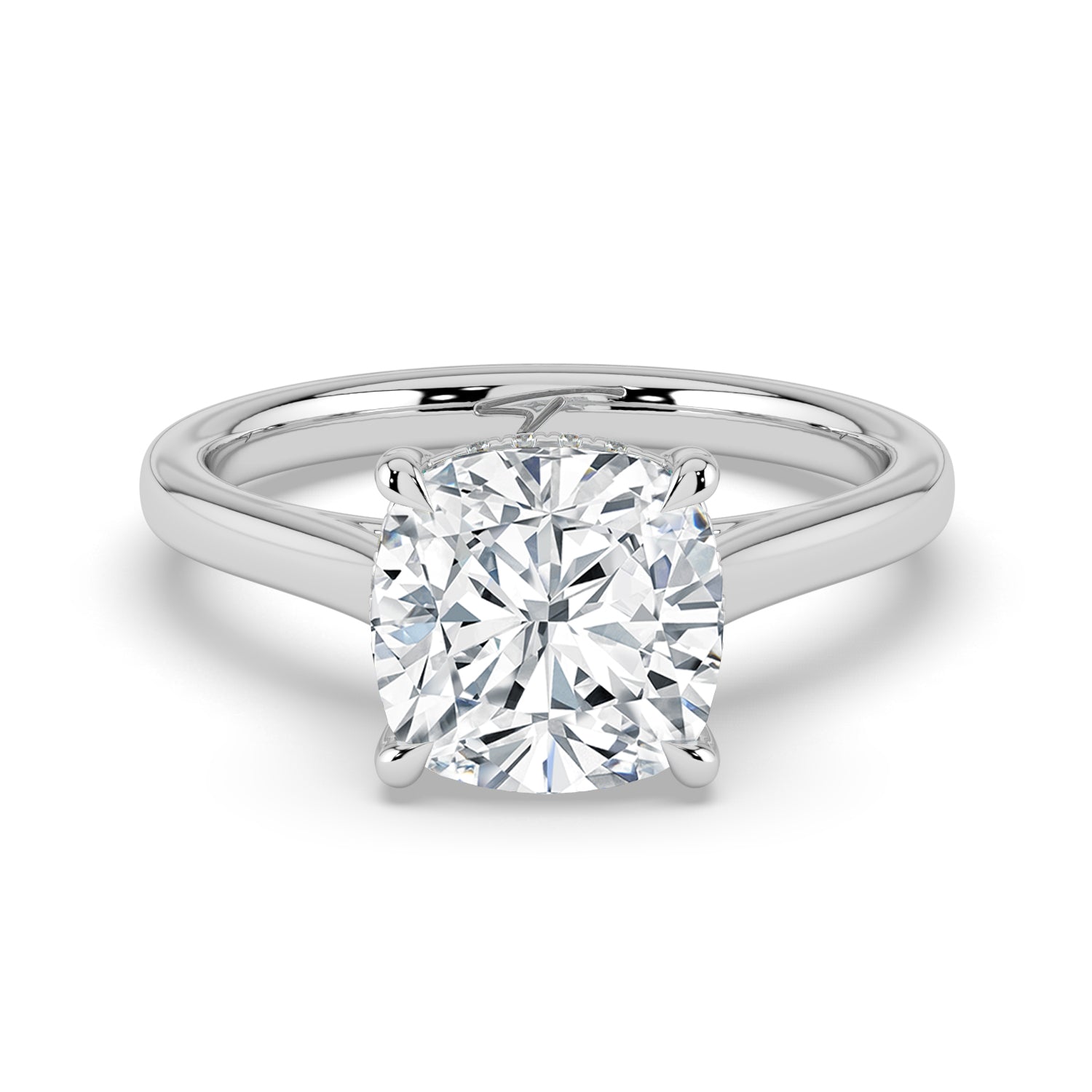The Aquila Ring - Cushion Cathedral with Hidden Halo & Pavé Bridge