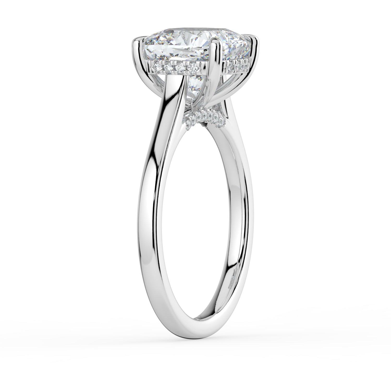 The Aquila Ring - Cushion Cathedral with Hidden Halo & Pavé Bridge