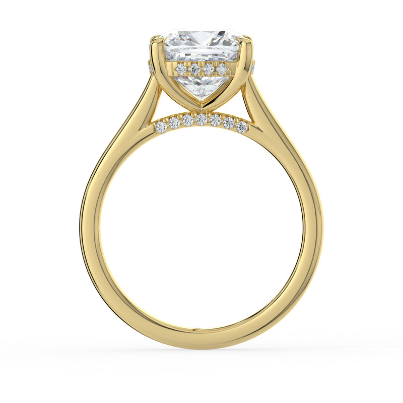 The Aquila Ring - Cushion Cathedral with Hidden Halo & Pavé Bridge