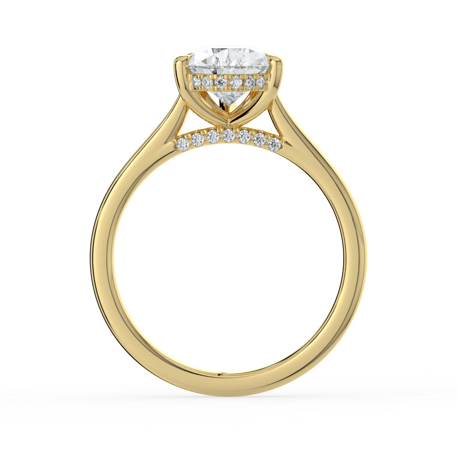 The Aquila Ring - Pear Cathedral with Hidden Halo & Pavé Bridge