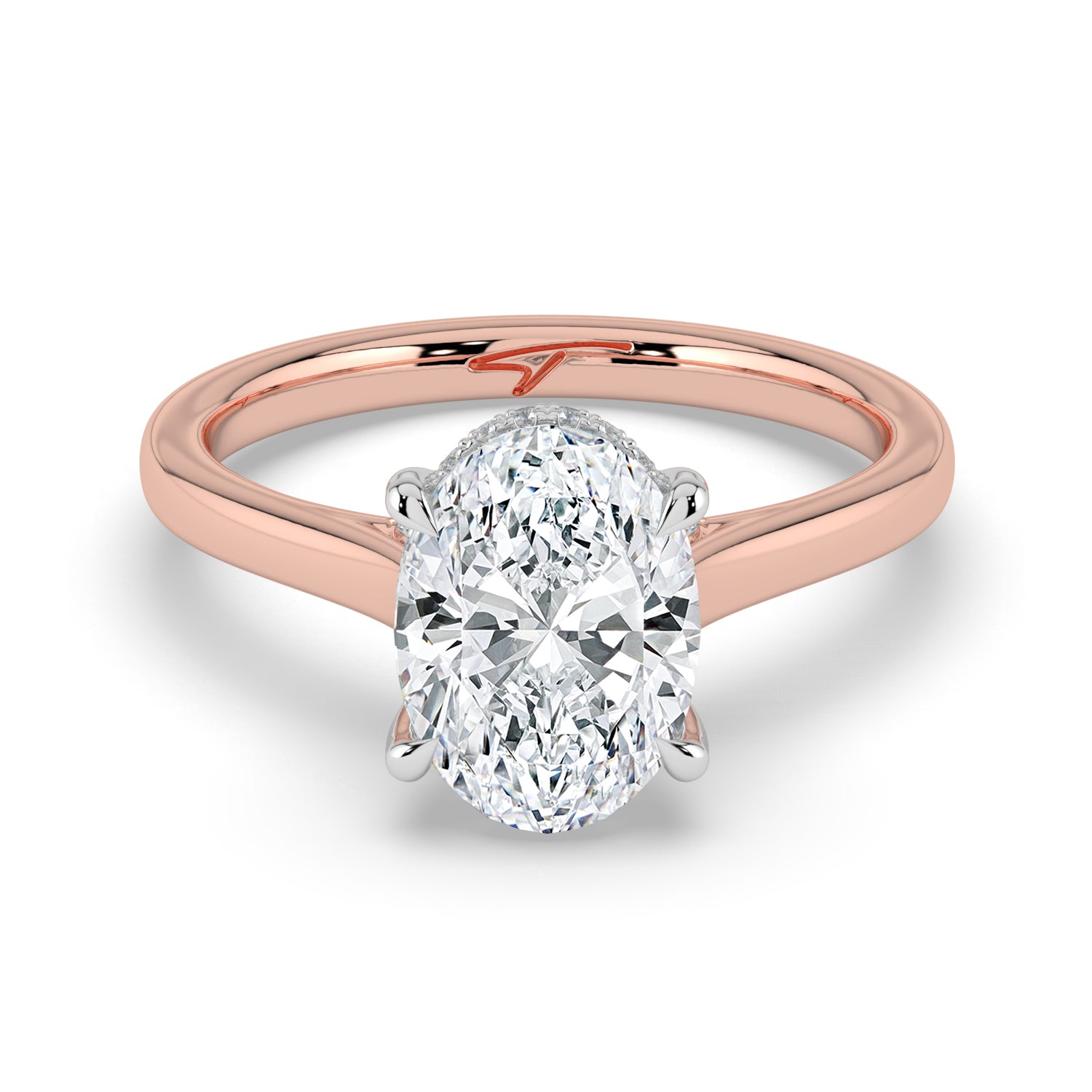 The Aquila Ring - Oval Cathedral with Hidden Halo & Pavé Bridge
