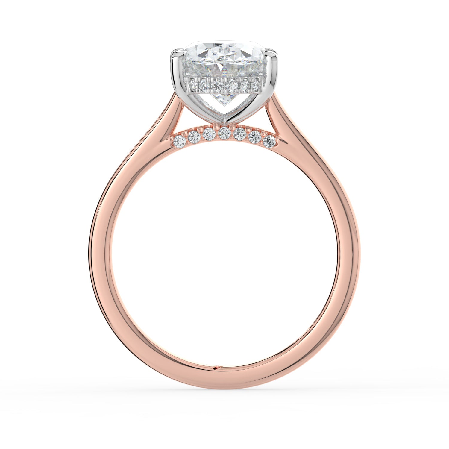 The Aquila Ring - Oval Cathedral with Hidden Halo & Pavé Bridge