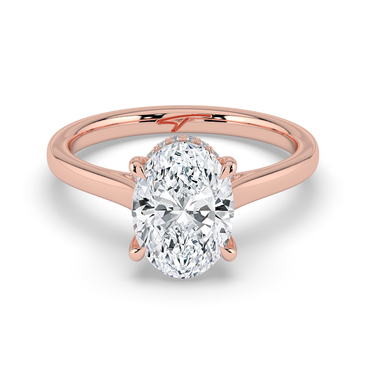 The Aquila Ring - Oval Cathedral with Hidden Halo & Pavé Bridge