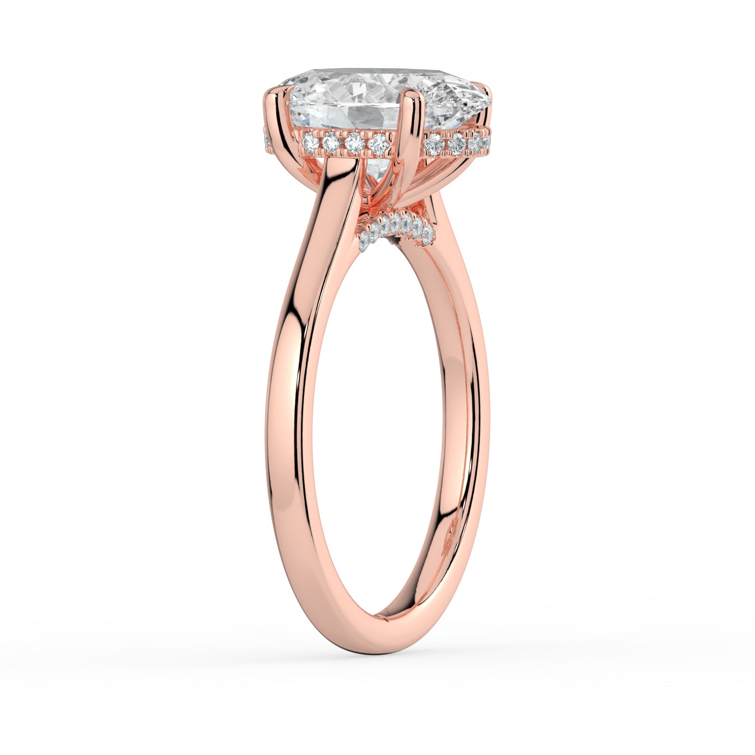 The Aquila Ring - Oval Cathedral with Hidden Halo & Pavé Bridge