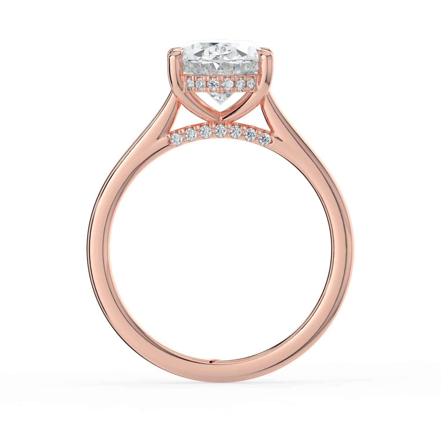 The Aquila Ring - Oval Cathedral with Hidden Halo & Pavé Bridge