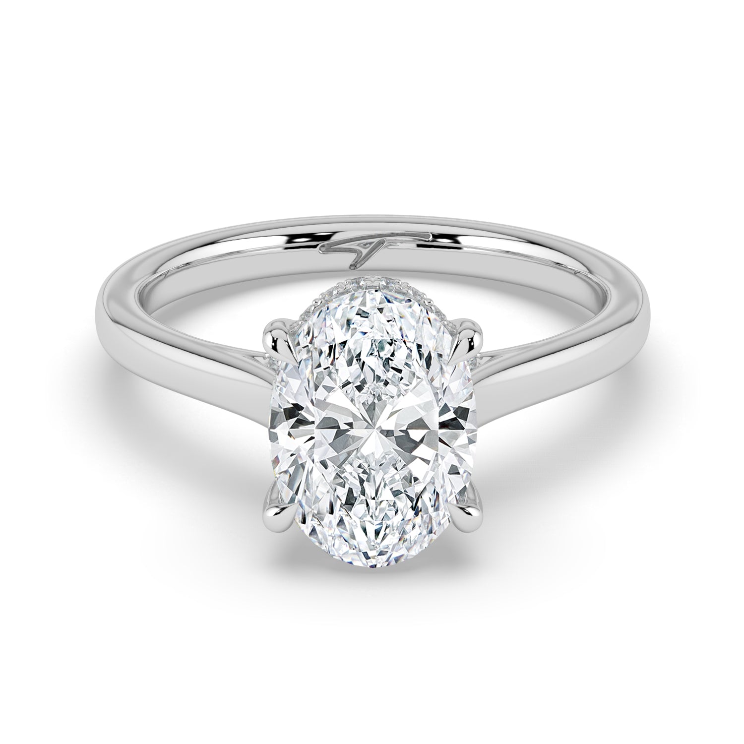The Aquila Ring - Oval Cathedral with Hidden Halo & Pavé Bridge