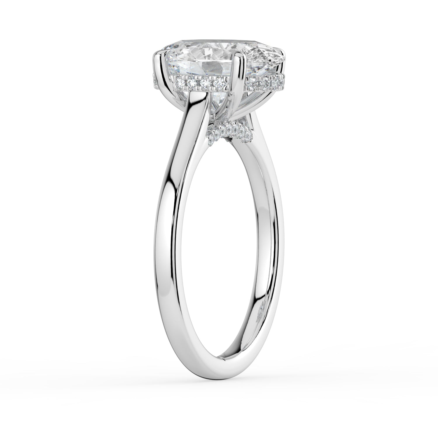 The Aquila Ring - Oval Cathedral with Hidden Halo & Pavé Bridge