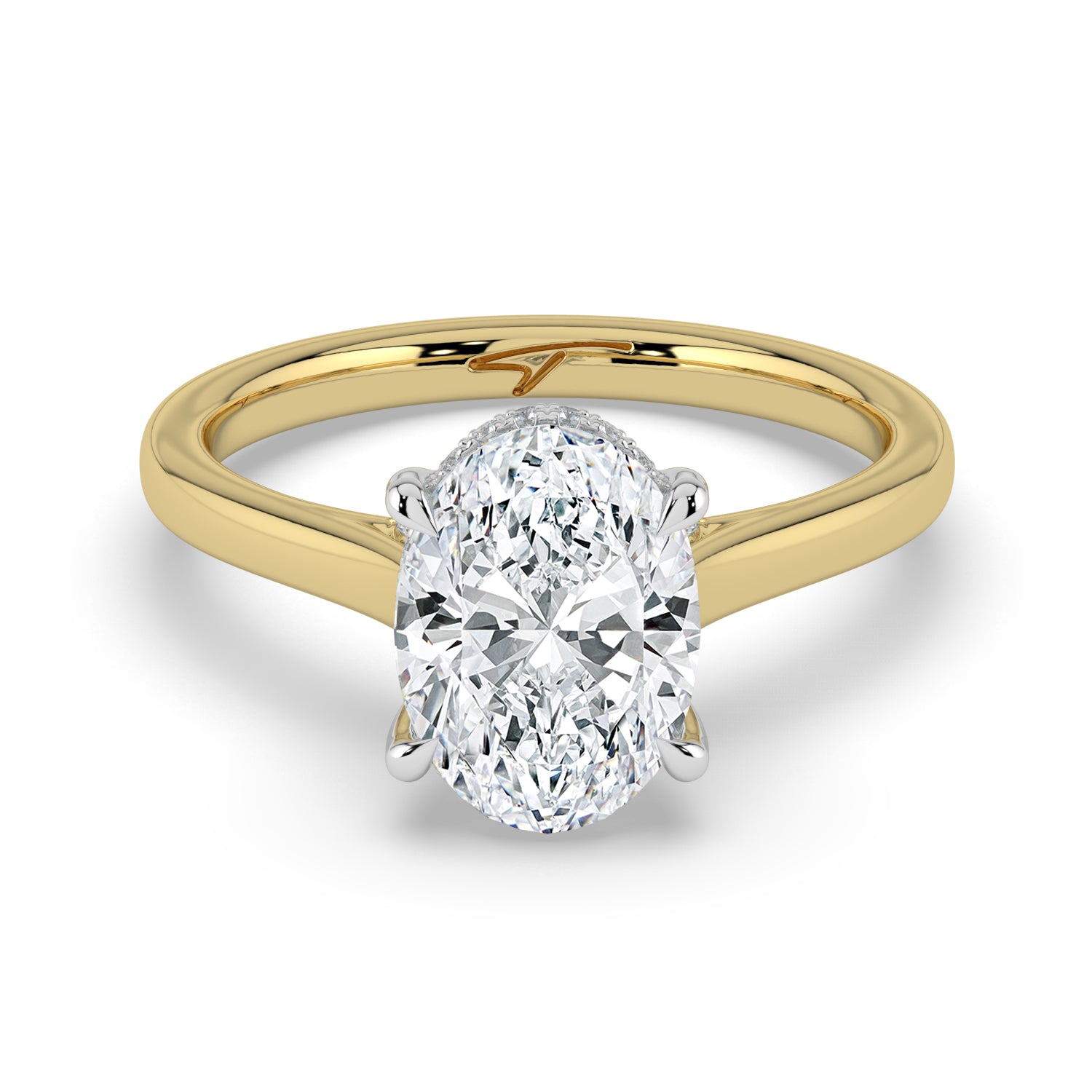 The Aquila Ring - Oval Cathedral with Hidden Halo & Pavé Bridge
