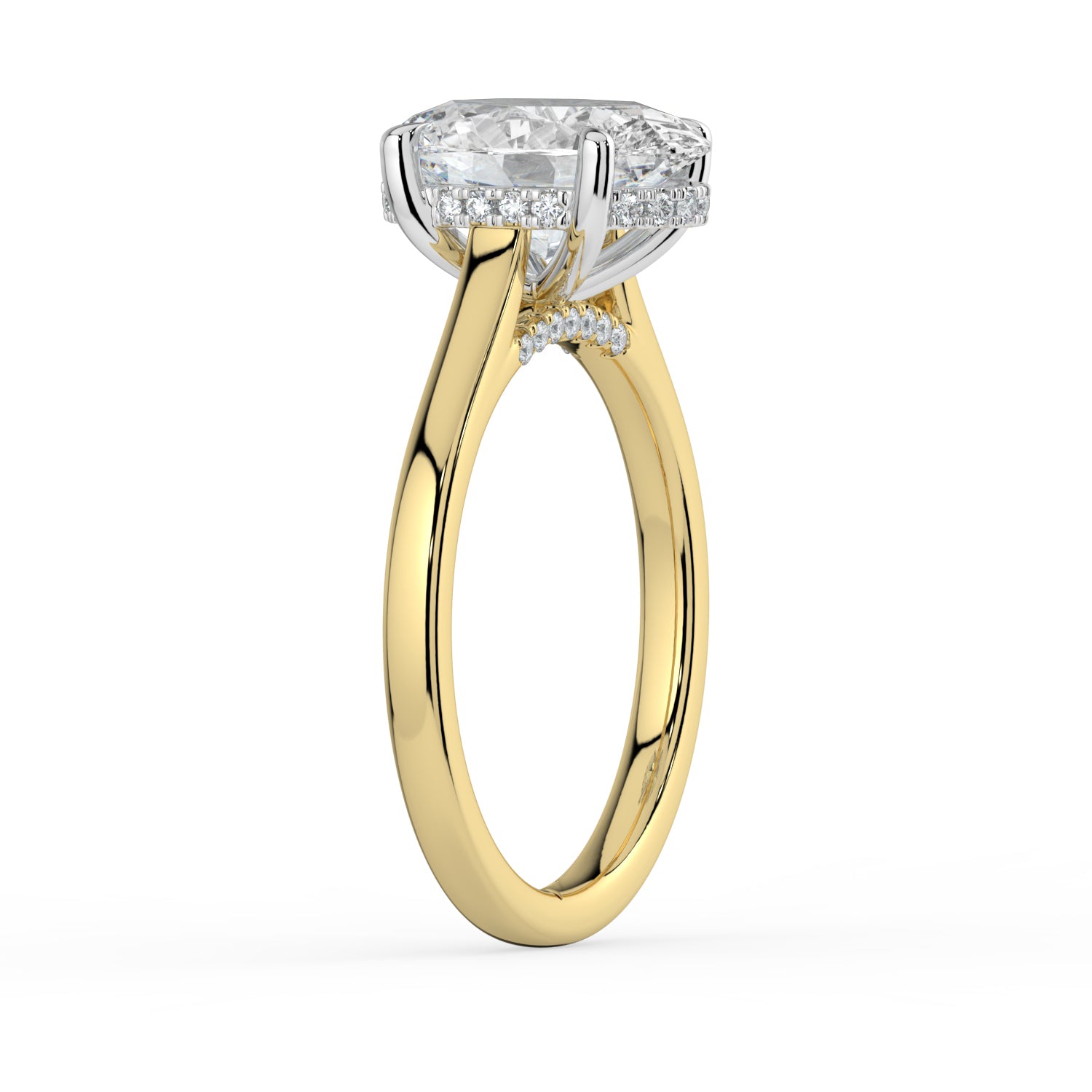 The Aquila Ring - Oval Cathedral with Hidden Halo & Pavé Bridge