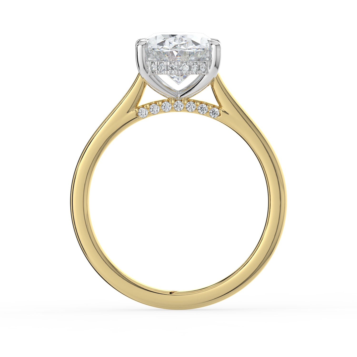 The Aquila Ring - Oval Cathedral with Hidden Halo & Pavé Bridge