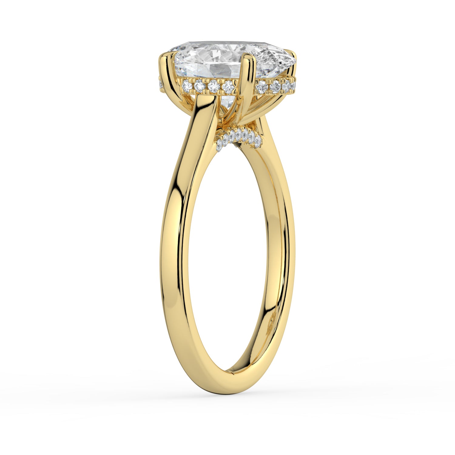 The Aquila Ring - Oval Cathedral with Hidden Halo & Pavé Bridge