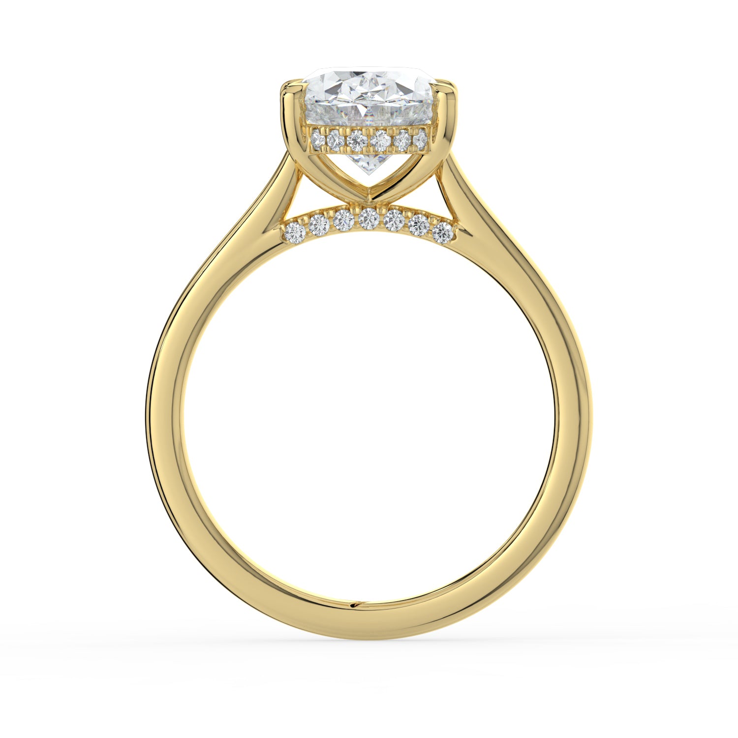 The Aquila Ring - Oval Cathedral with Hidden Halo & Pavé Bridge