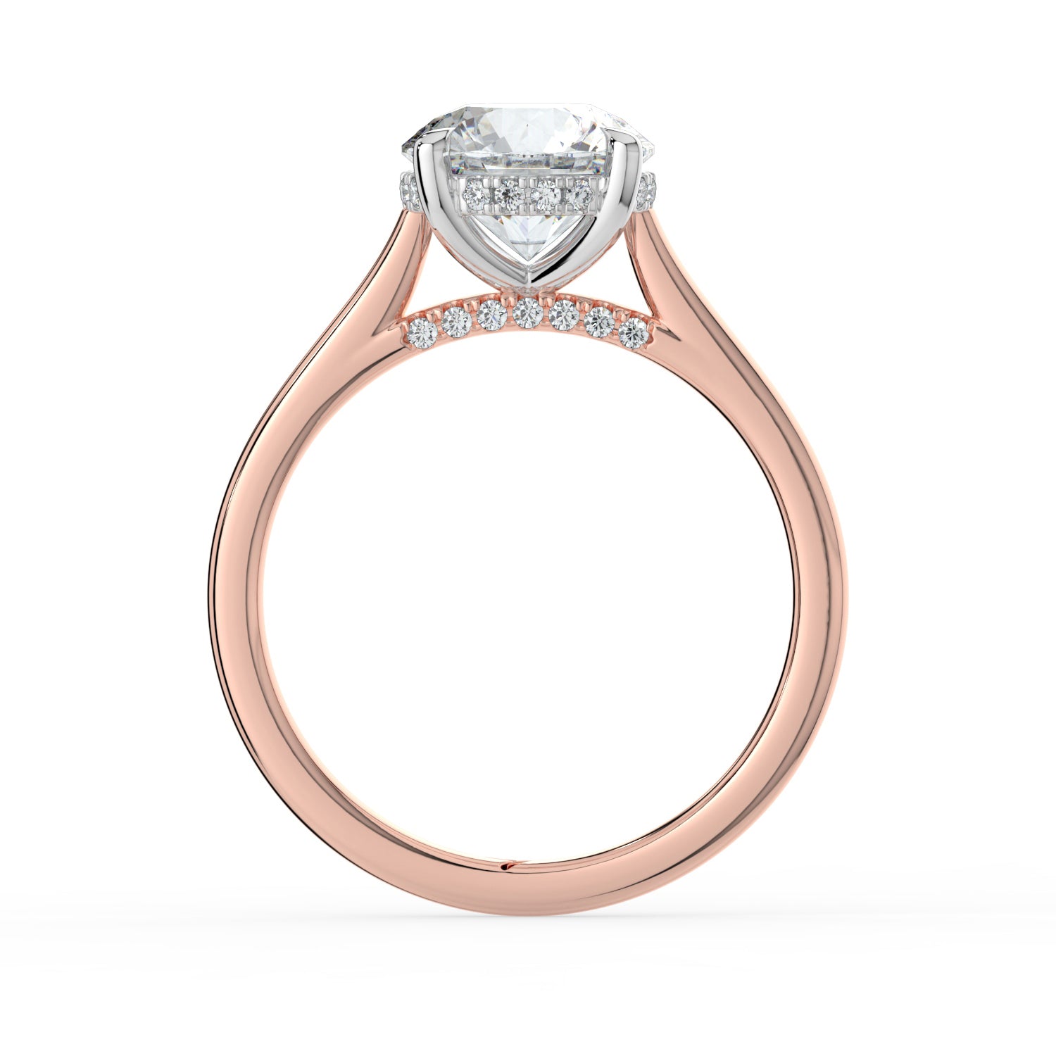 The Aquila Ring - Round Cathedral with Hidden Halo & Pavé Bridge