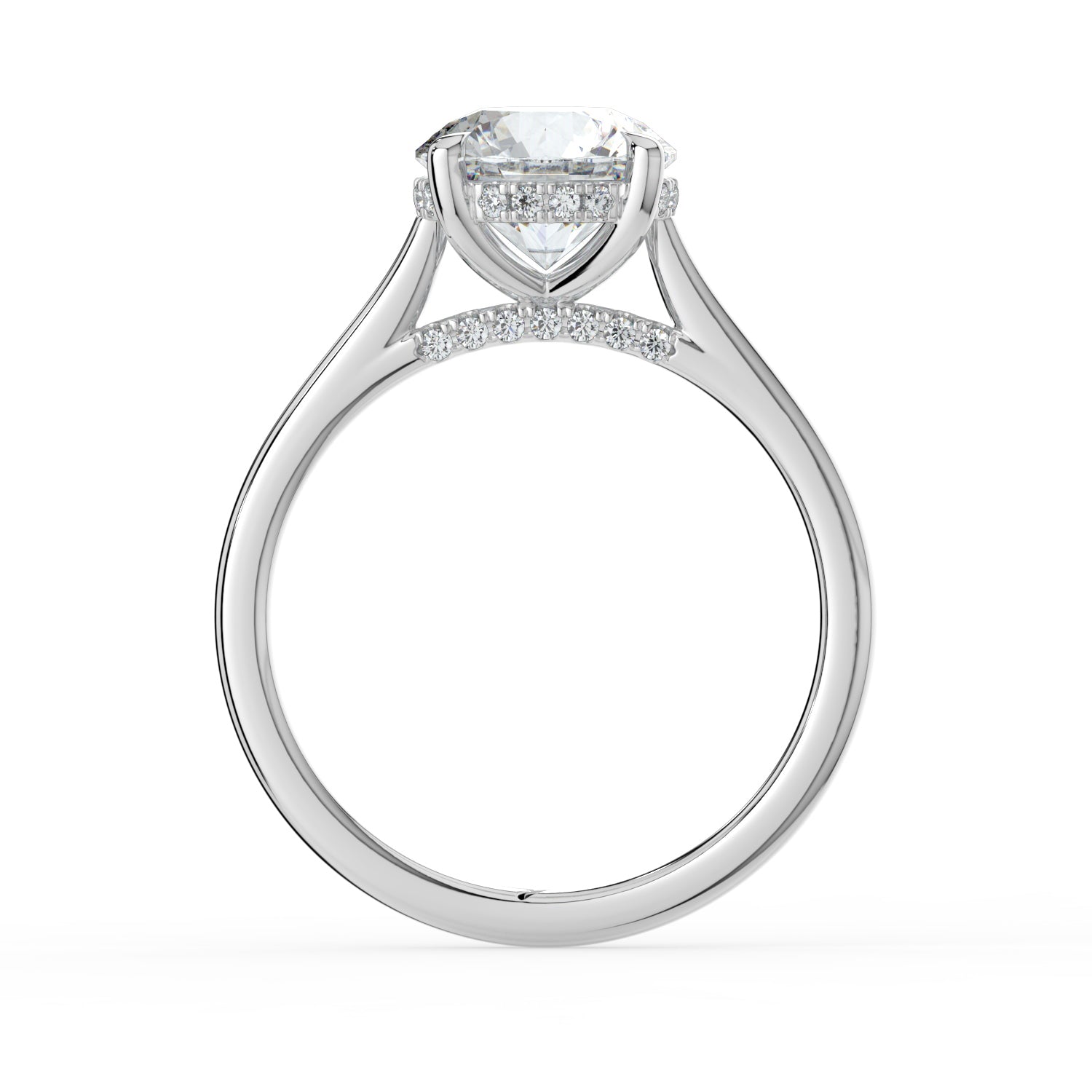 The Aquila Ring - Round Cathedral with Hidden Halo & Pavé Bridge