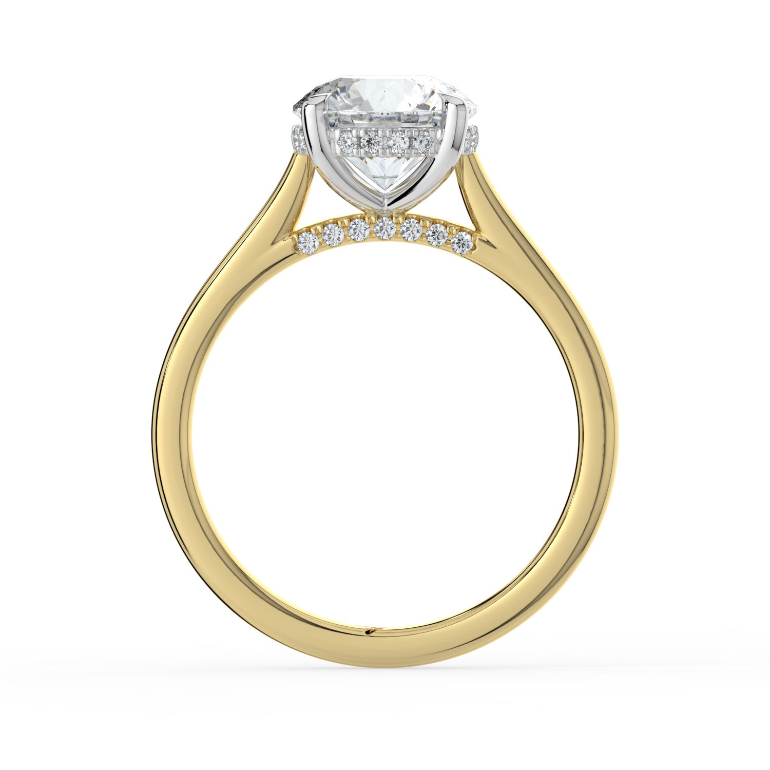 The Aquila Ring - Round Cathedral with Hidden Halo & Pavé Bridge