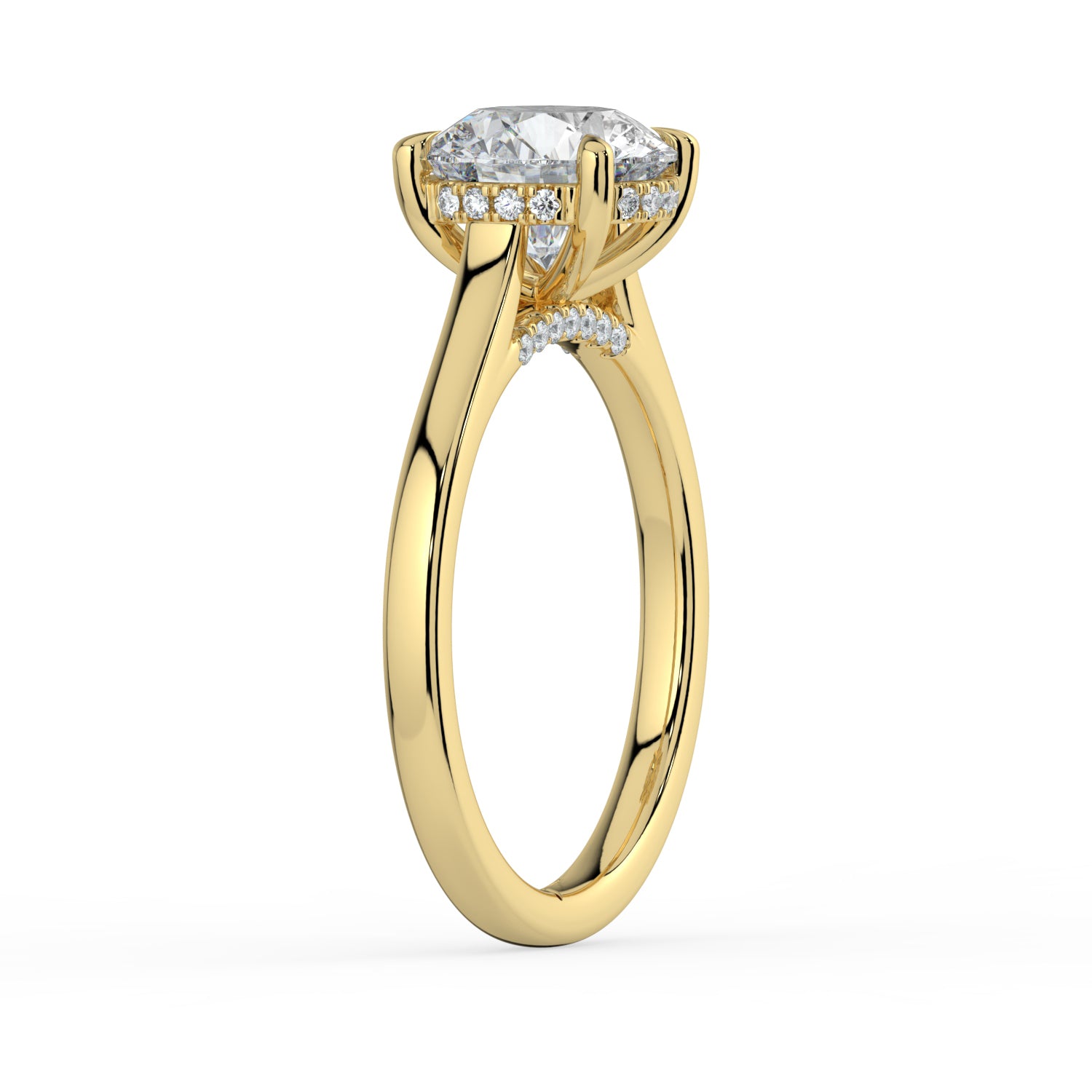 The Aquila Ring - Round Cathedral with Hidden Halo & Pavé Bridge