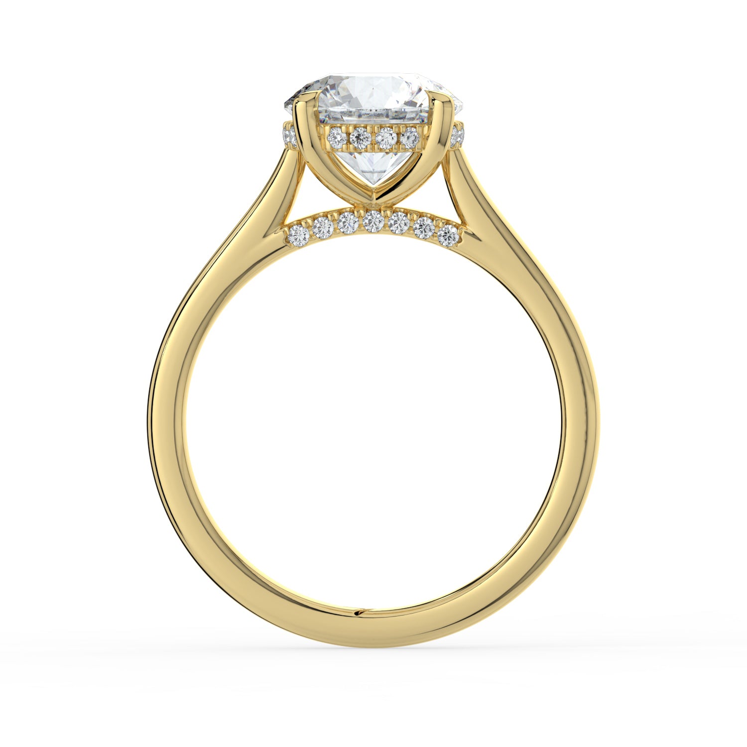 The Aquila Ring - Round Cathedral with Hidden Halo & Pavé Bridge