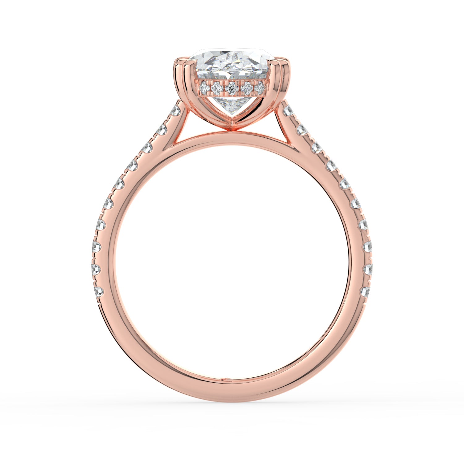 The Cara Ring - Oval Cathedral with Hidden Halo & Pavé Band