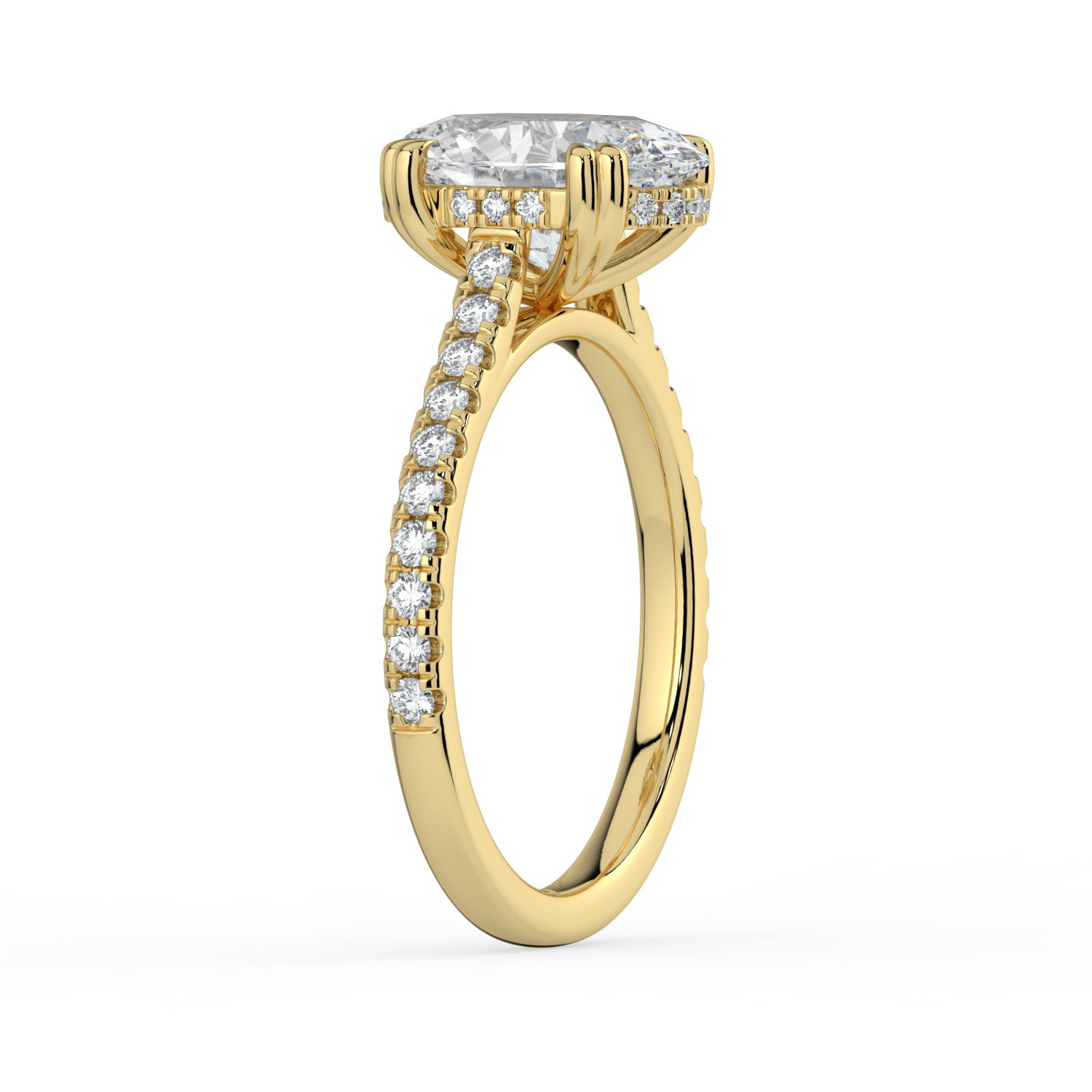 The Cara Ring - Oval Cathedral with Hidden Halo & Pavé Band