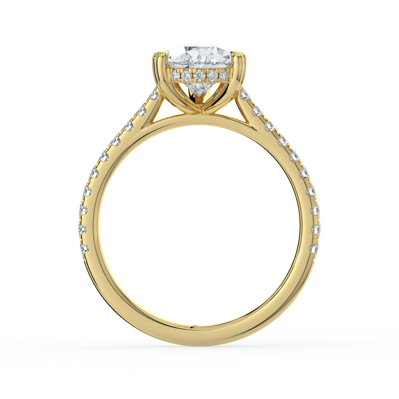 The Cara Ring - Pear Cathedral with Hidden Halo & Pavé Band