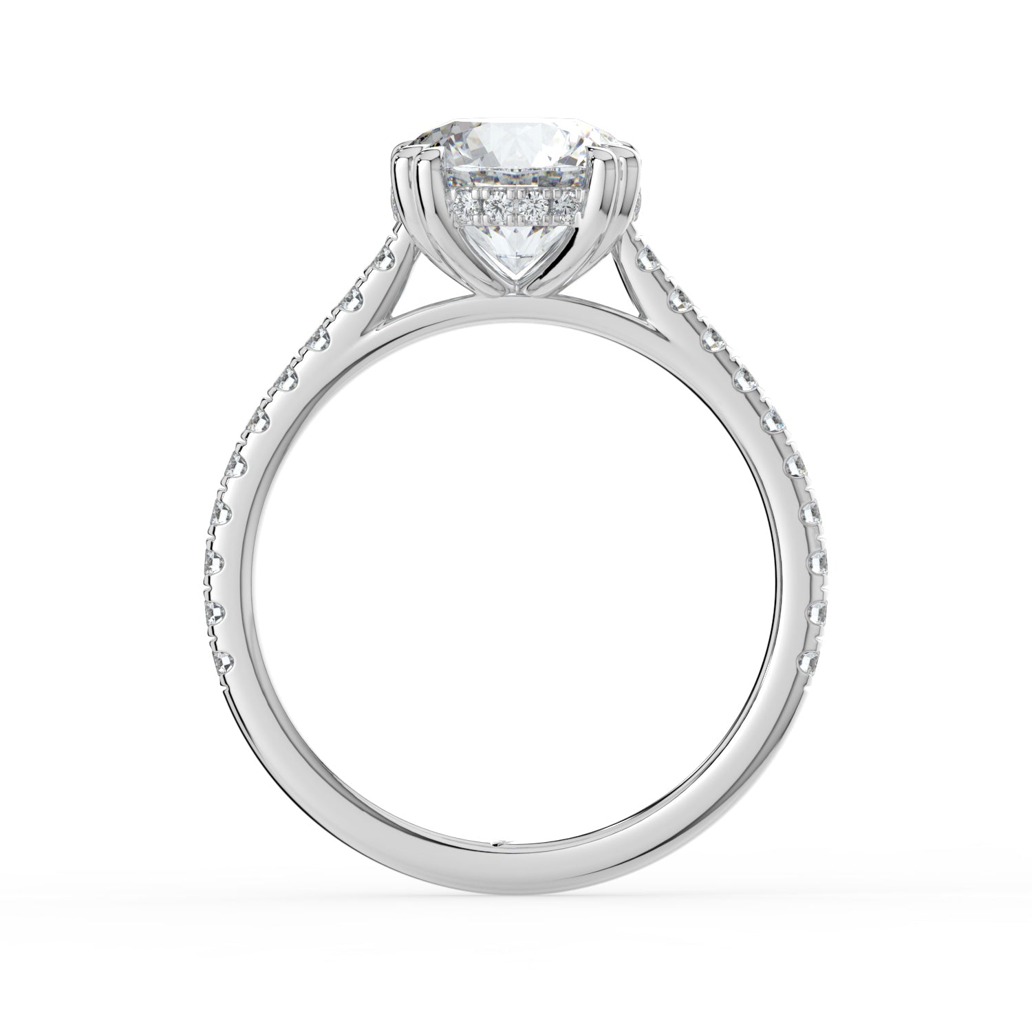 The Cara Ring - Round Cathedral with Hidden Halo & Pavé Band