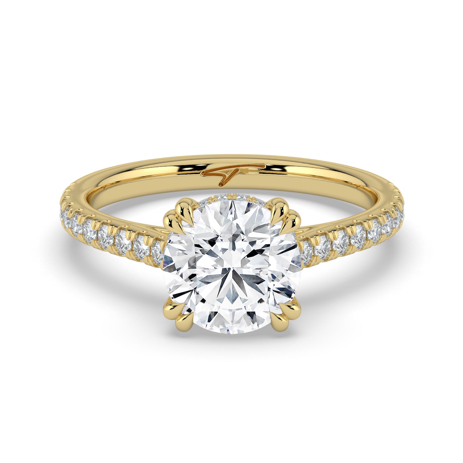 The Cara Ring - Round Cathedral with Hidden Halo & Pavé Band