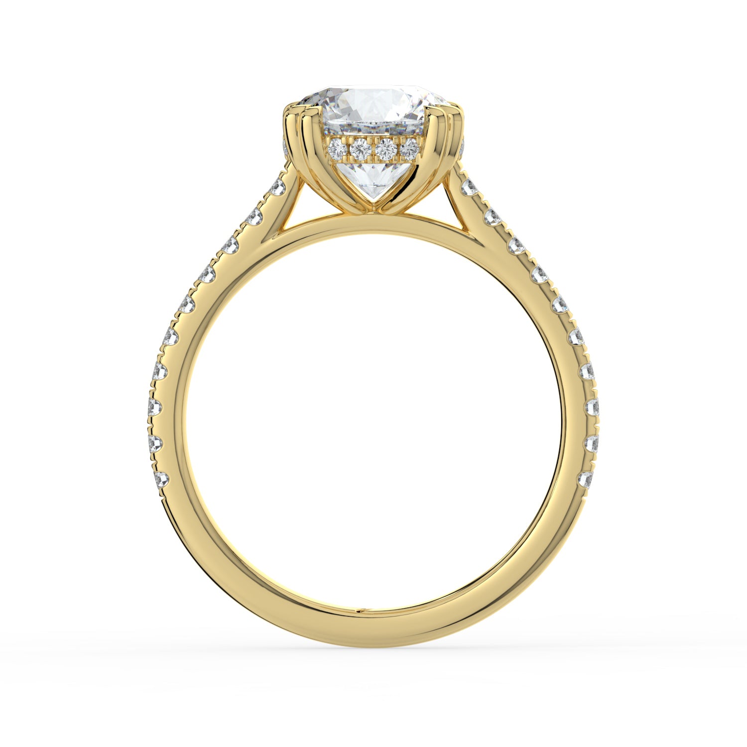 The Cara Ring - Round Cathedral with Hidden Halo & Pavé Band