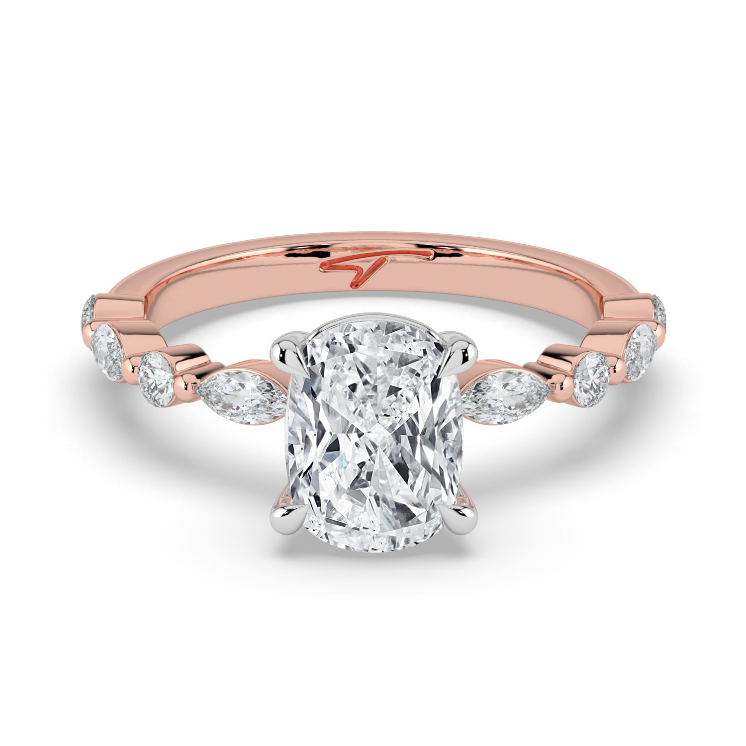 The Vega Ring - Cushion with Marquise & Round Accents