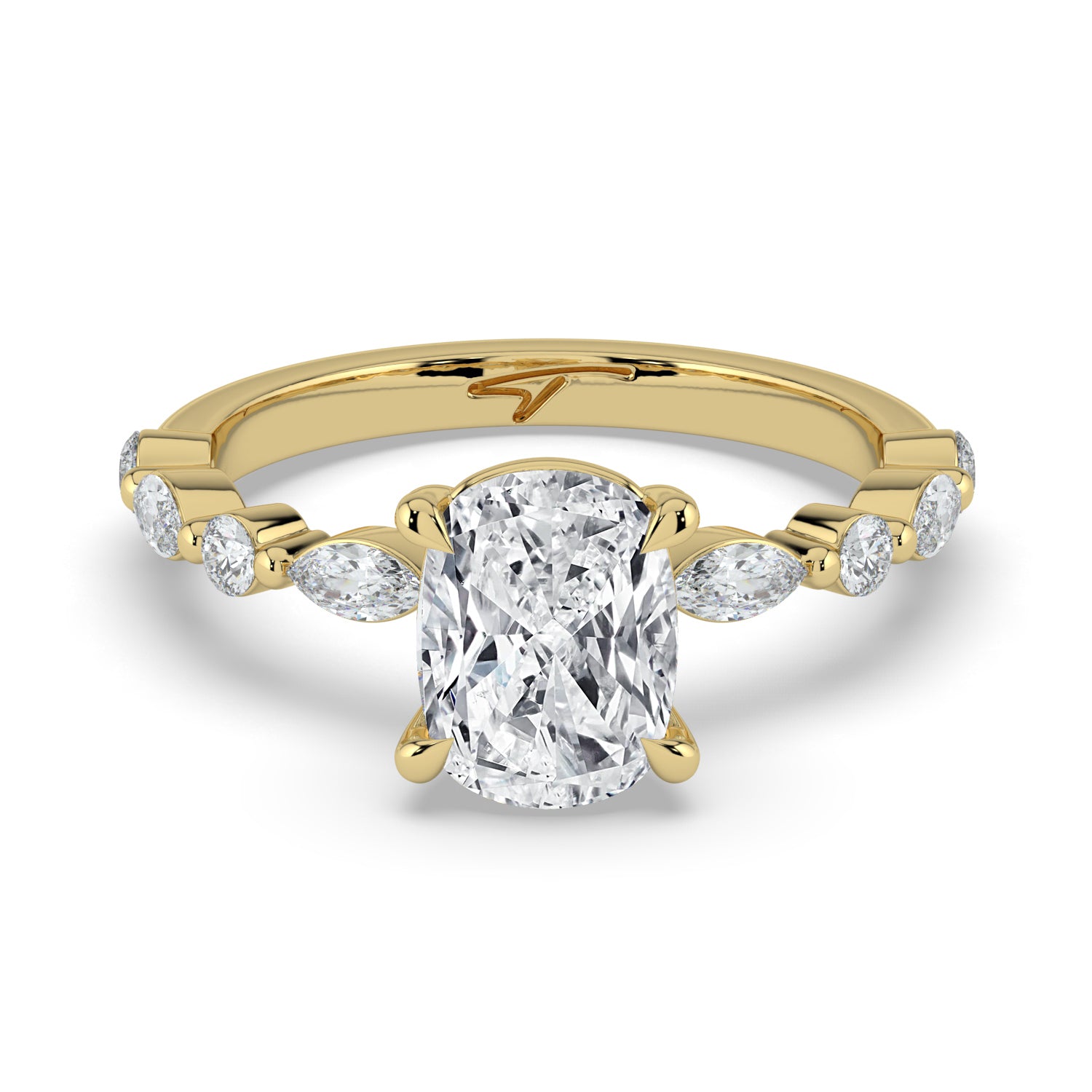 The Vega Ring - Cushion with Marquise & Round Accents