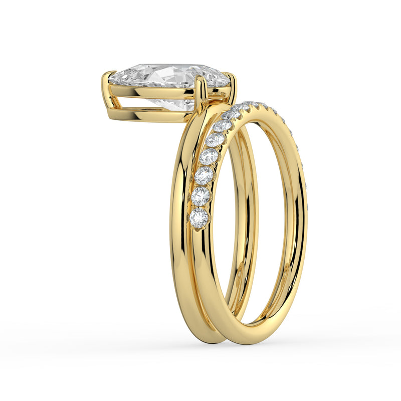 The Stella Ring - Pear Double Band Solitaire