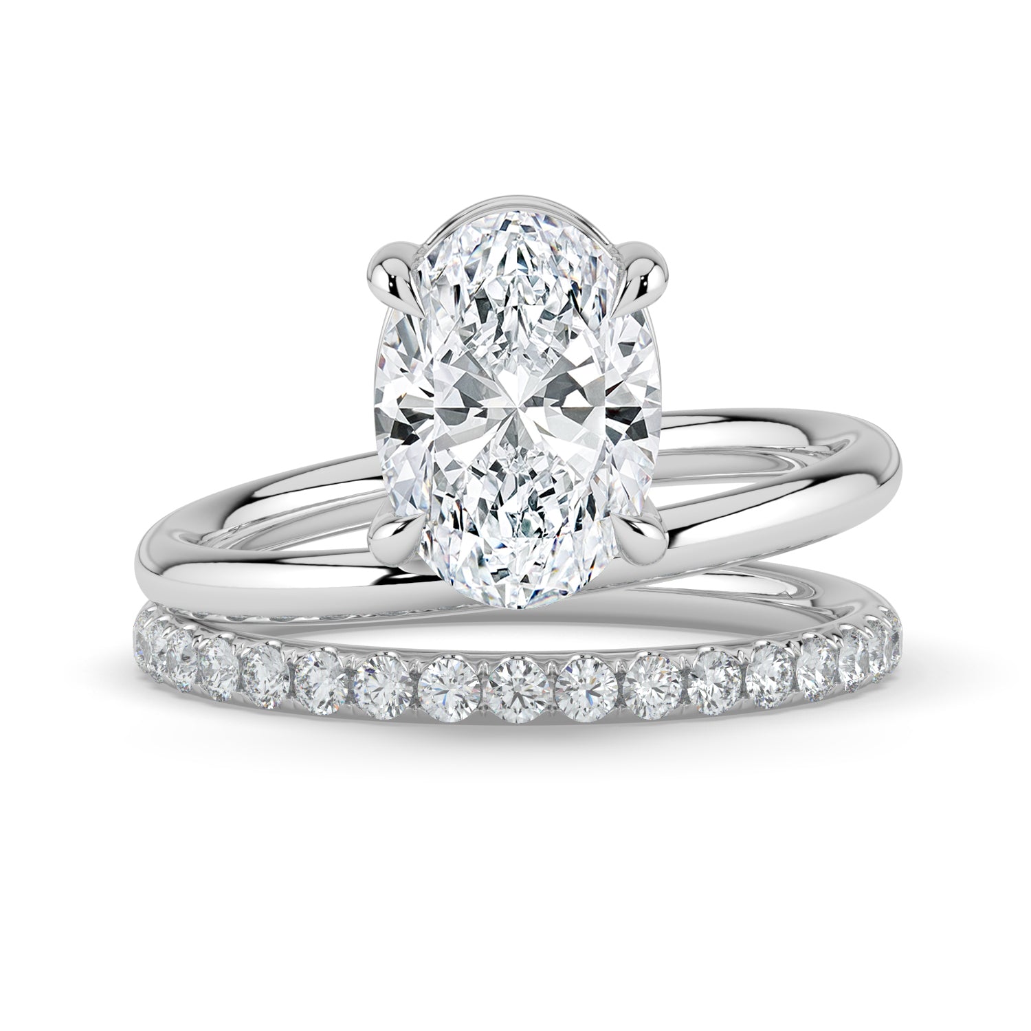 The Stella Ring - Oval Double Band Solitaire