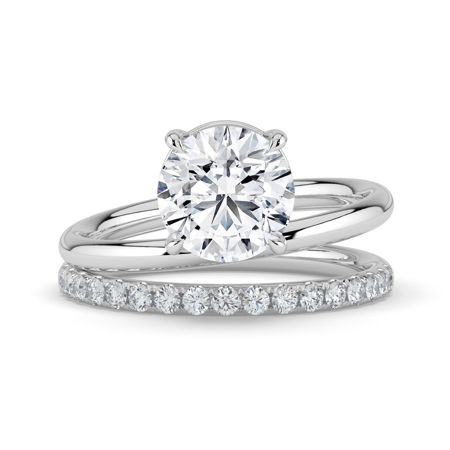 The Stella Ring - Round Double Band Solitaire