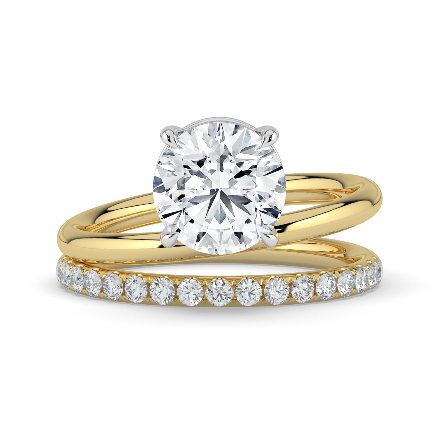 The Stella Ring - Round Double Band Solitaire