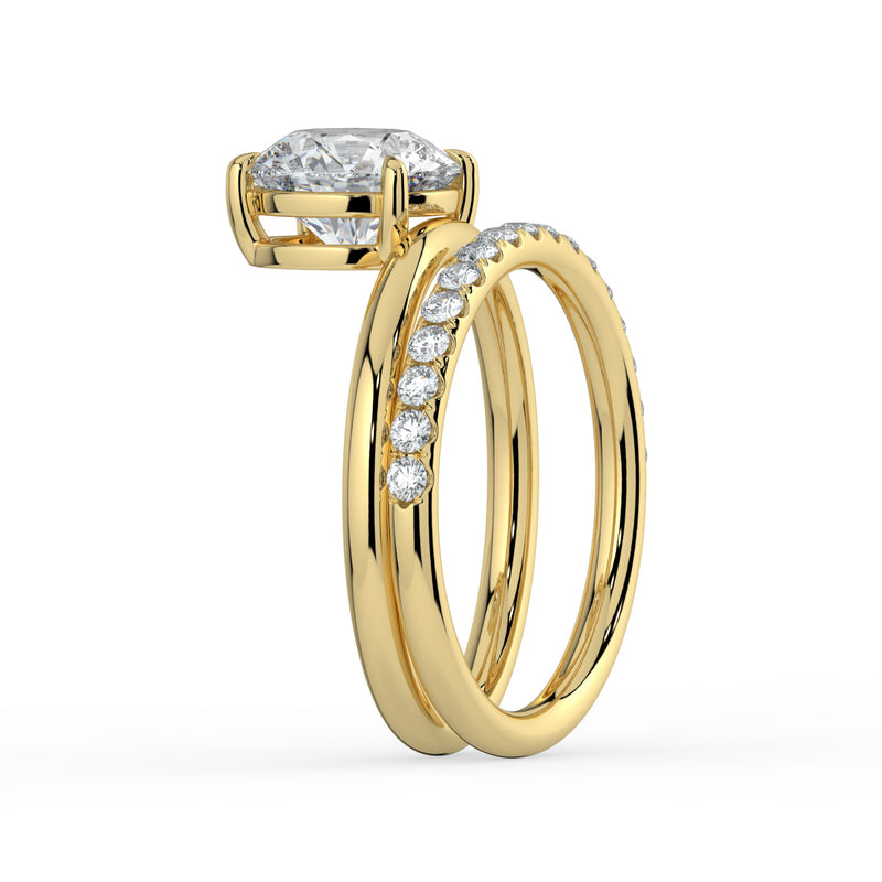 The Stella Ring - Round Double Band Solitaire