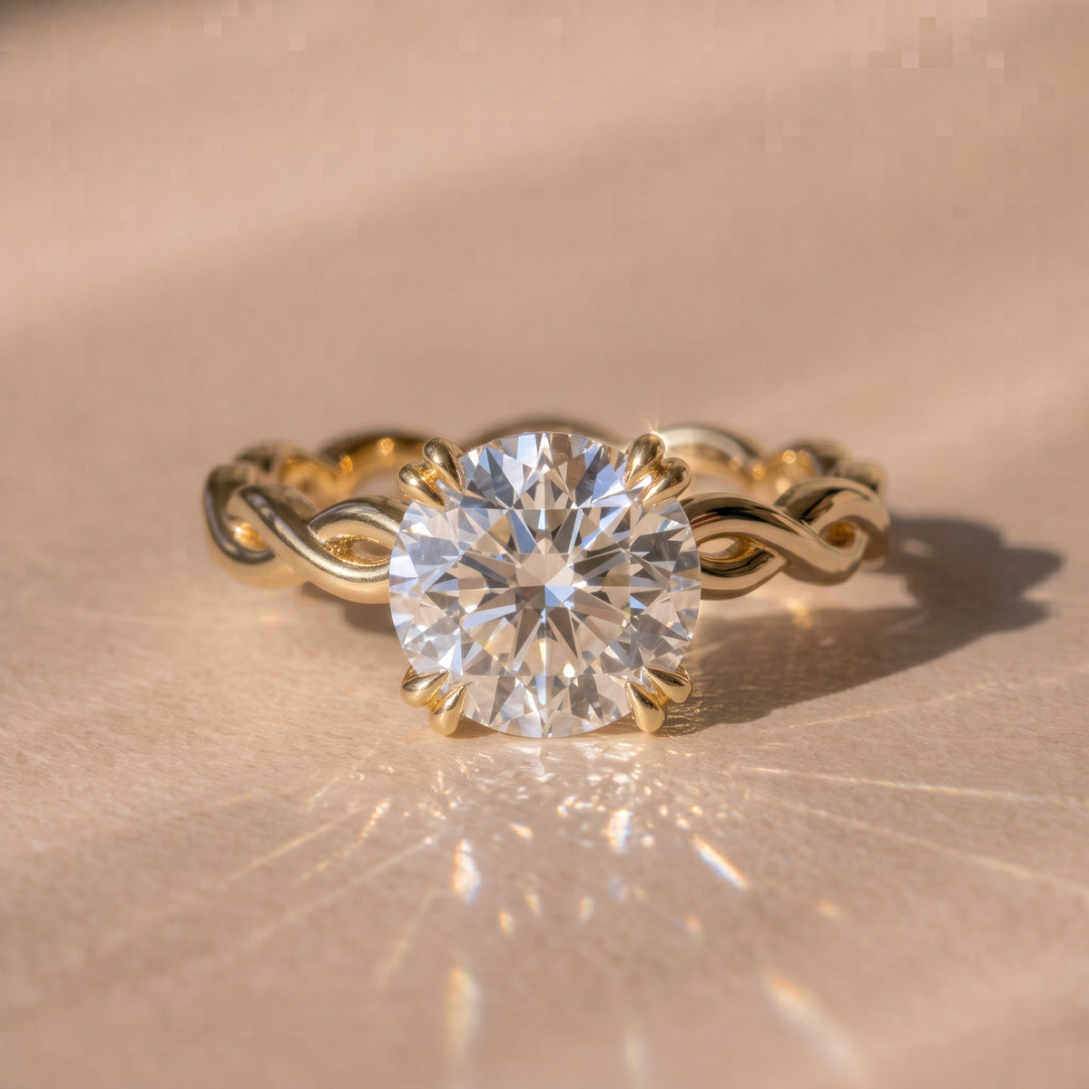 The Elysande Ring — Round Solitaire with Braided Band Lab-Grown Diamond Engagement Ring | The Jewel Concierge