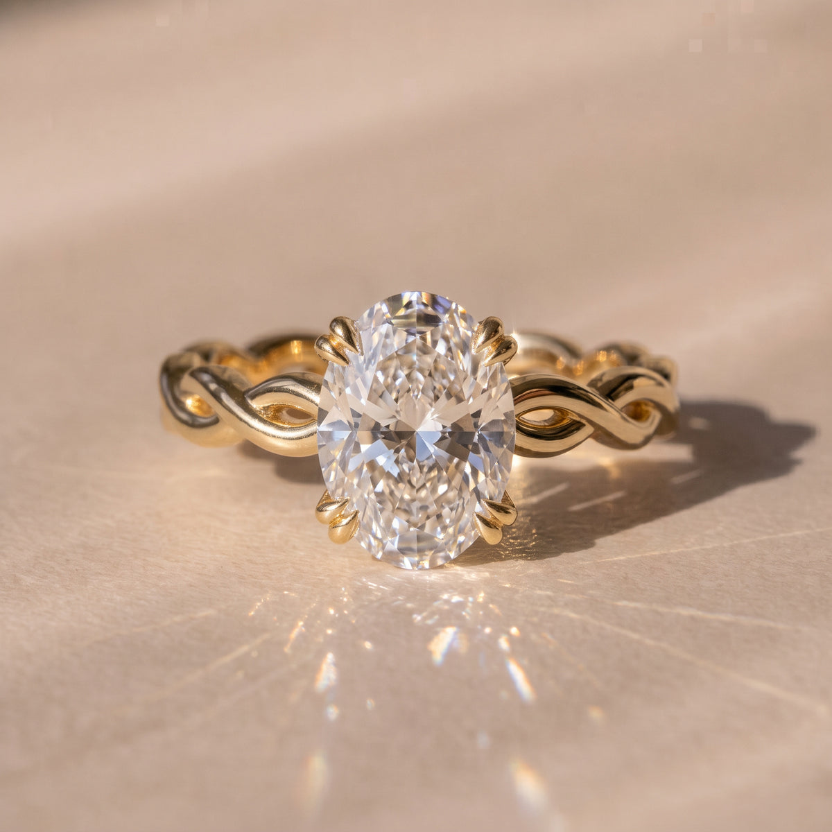 The Elysande Ring — Oval Solitaire with Braided Band Lab-Grown Diamond Engagement Ring | The Jewel Concierge
