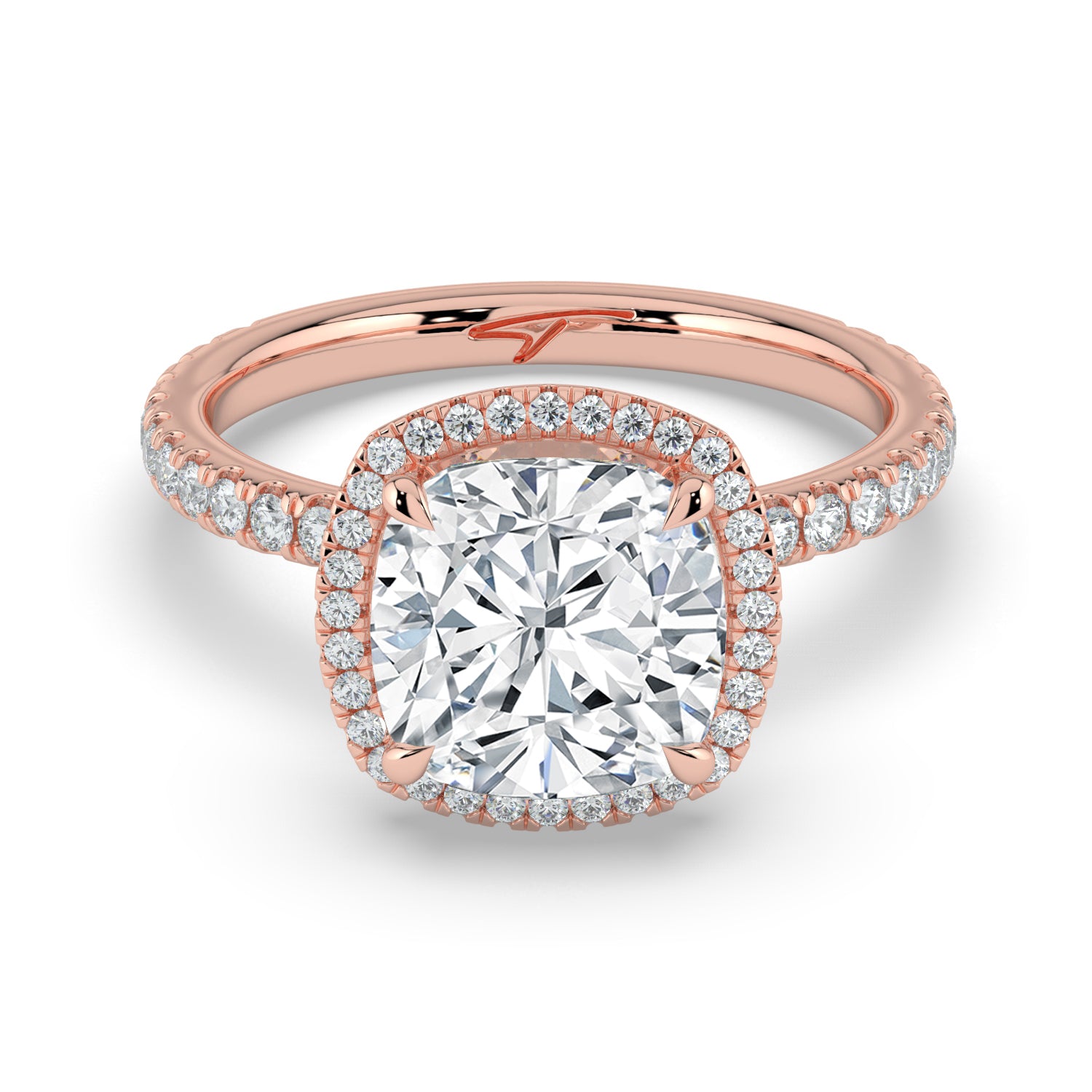 The Orion Ring - 2.00 ct. Cushion Halo with Pavé Band