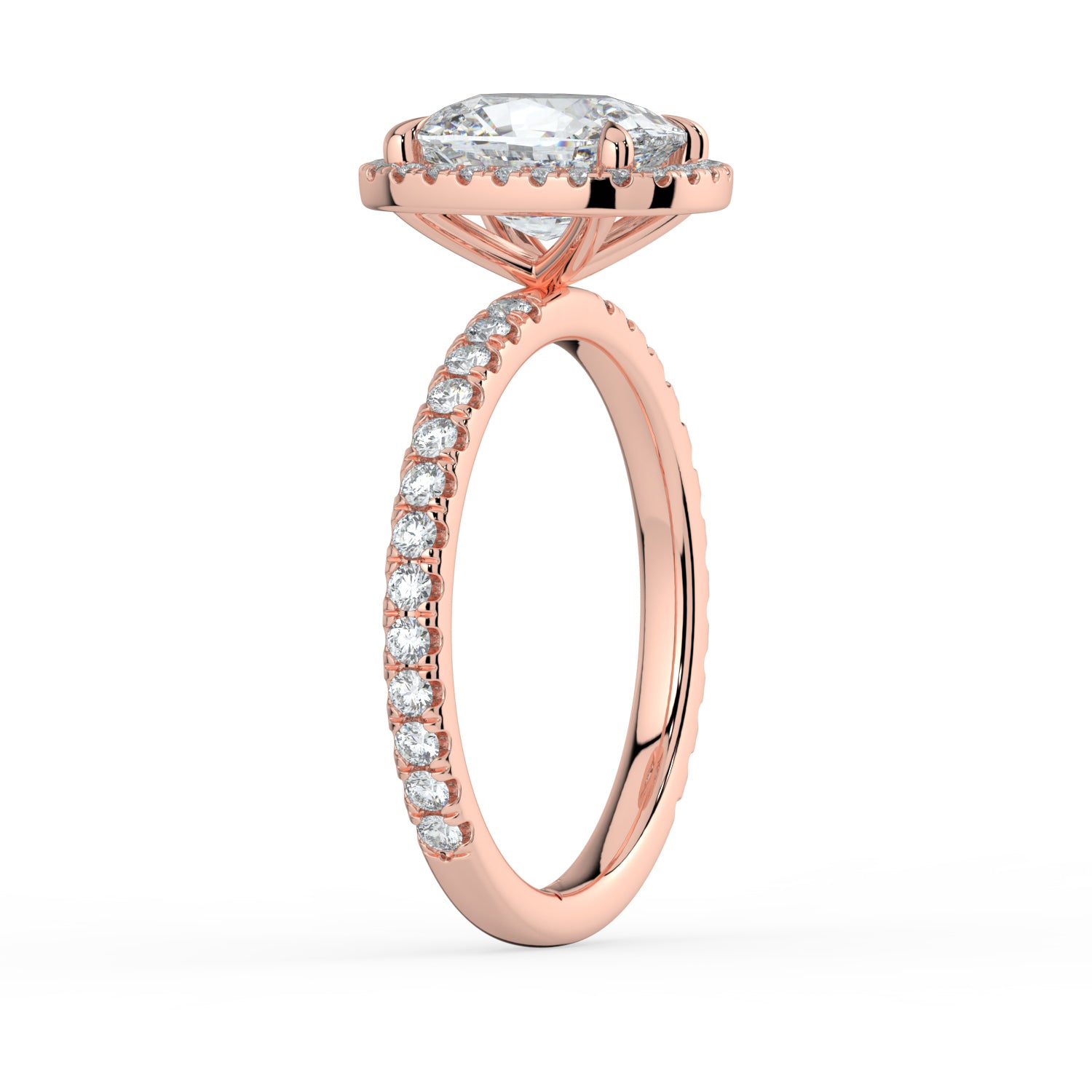 The Orion Ring - Elongated Cushion Halo with Pavé Band