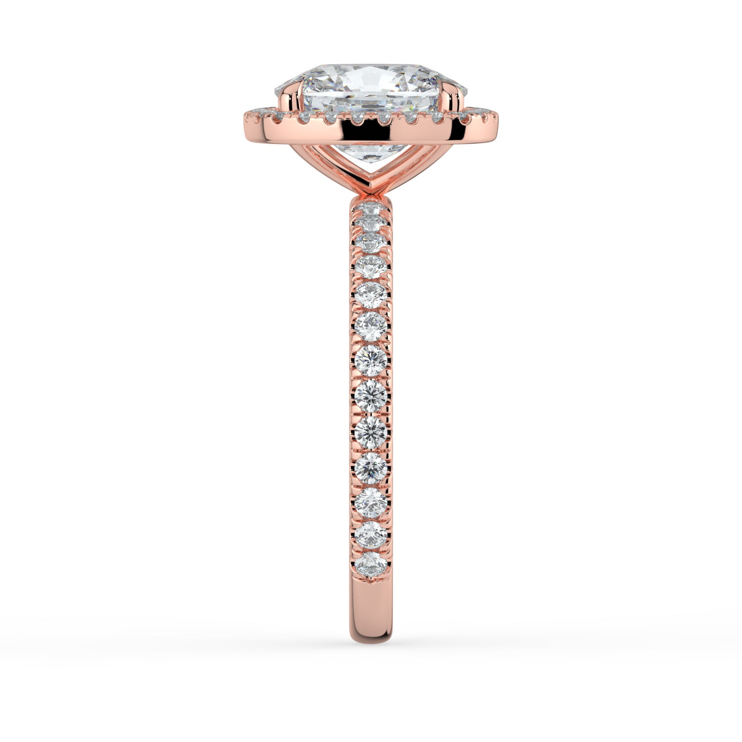 The Orion Ring - Elongated Cushion Halo with Pavé Band