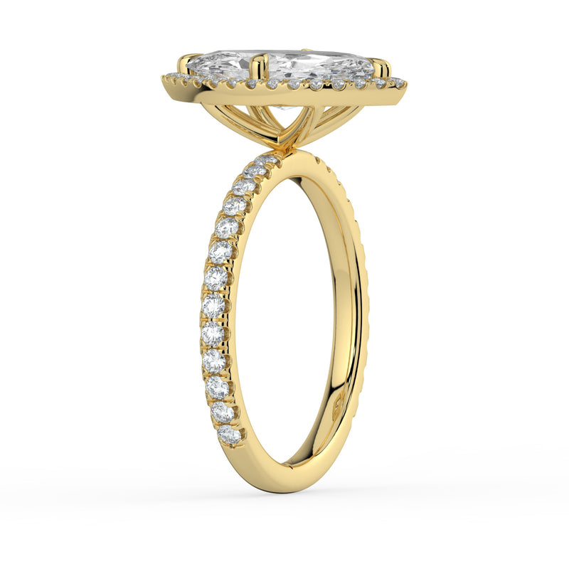 The Orion Ring - Marquise Halo with Pavé Band