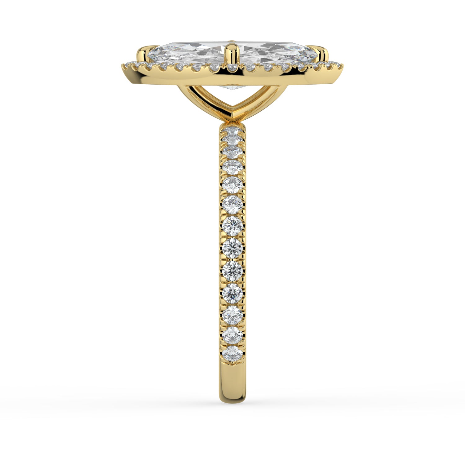 The Orion Ring - Marquise Halo with Pavé Band