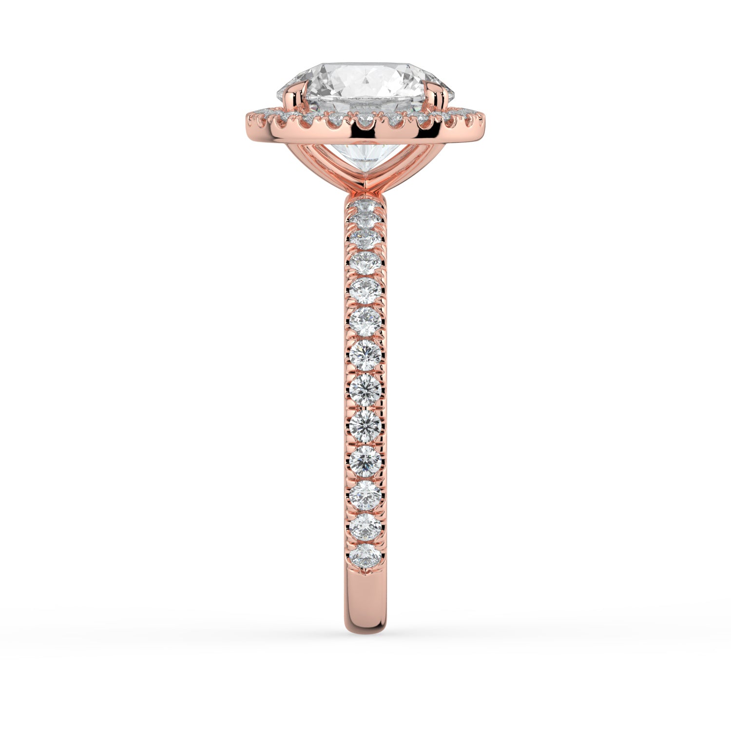 The Orion Ring - Round Halo with Pavé Band