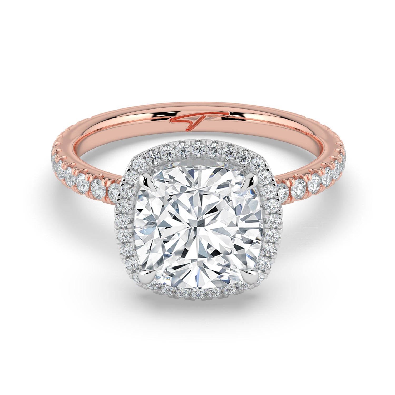 The Orion Ring - 2.00 ct. Cushion Halo with Pavé Band