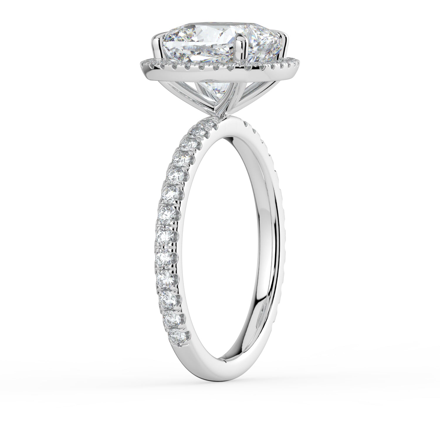 The Orion Ring - 2.02 ct. Cushion Halo with Pavé Band