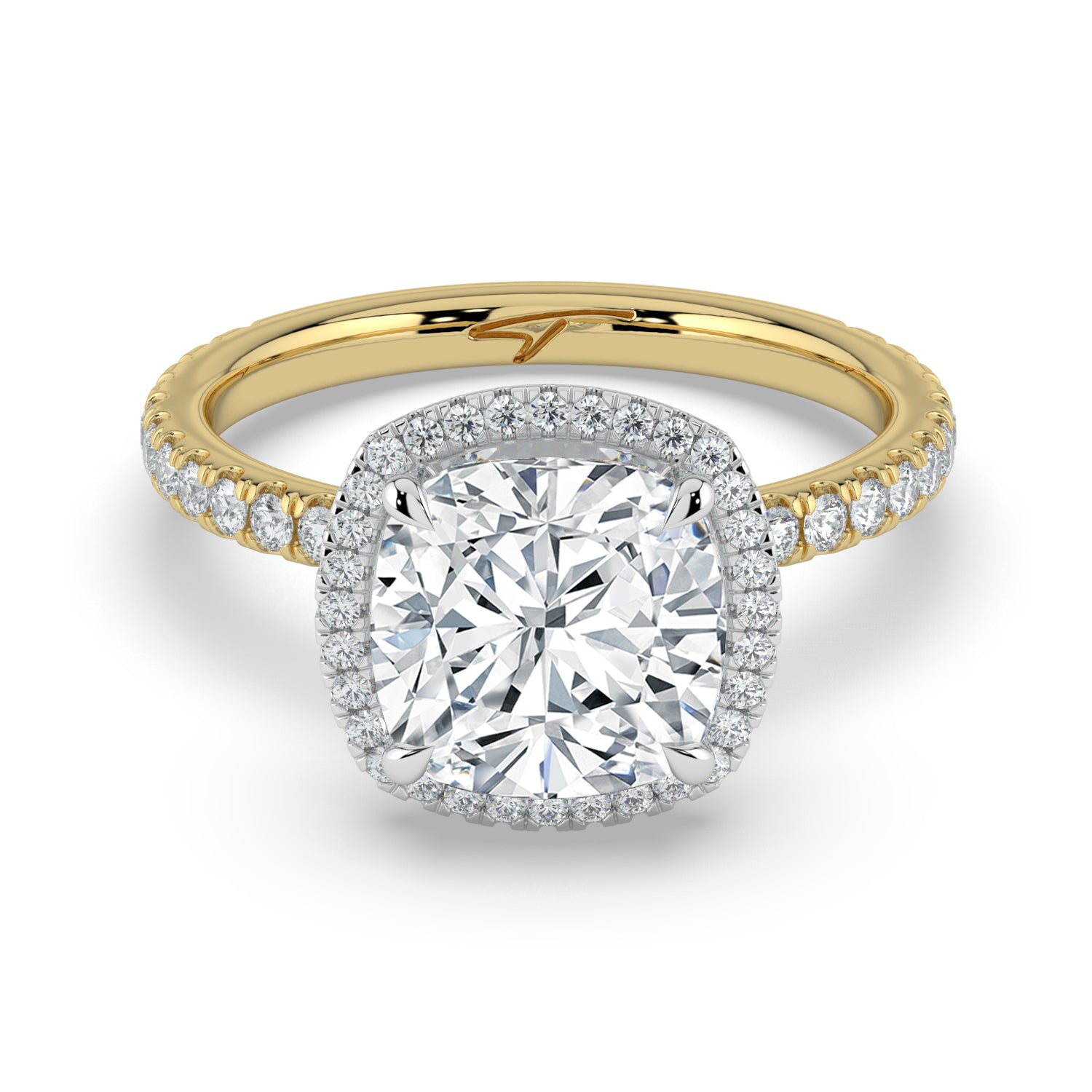 The Orion Ring - 2.00 ct. Cushion Halo with Pavé Band