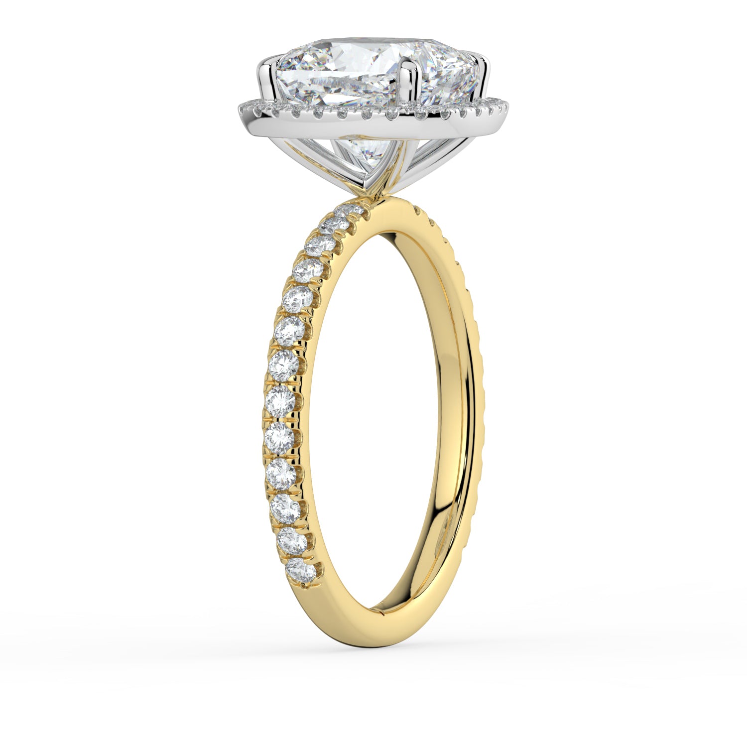 The Orion Ring - 2.00 ct. Cushion Halo with Pavé Band
