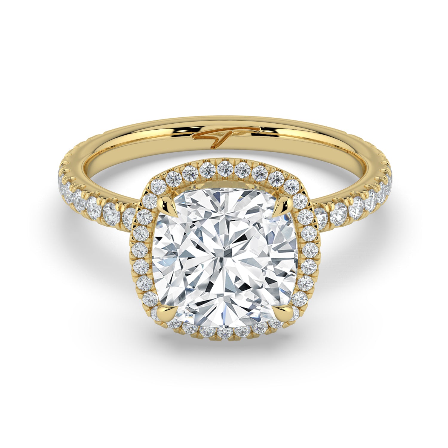 The Orion Ring - 2.00 ct. Cushion Halo with Pavé Band