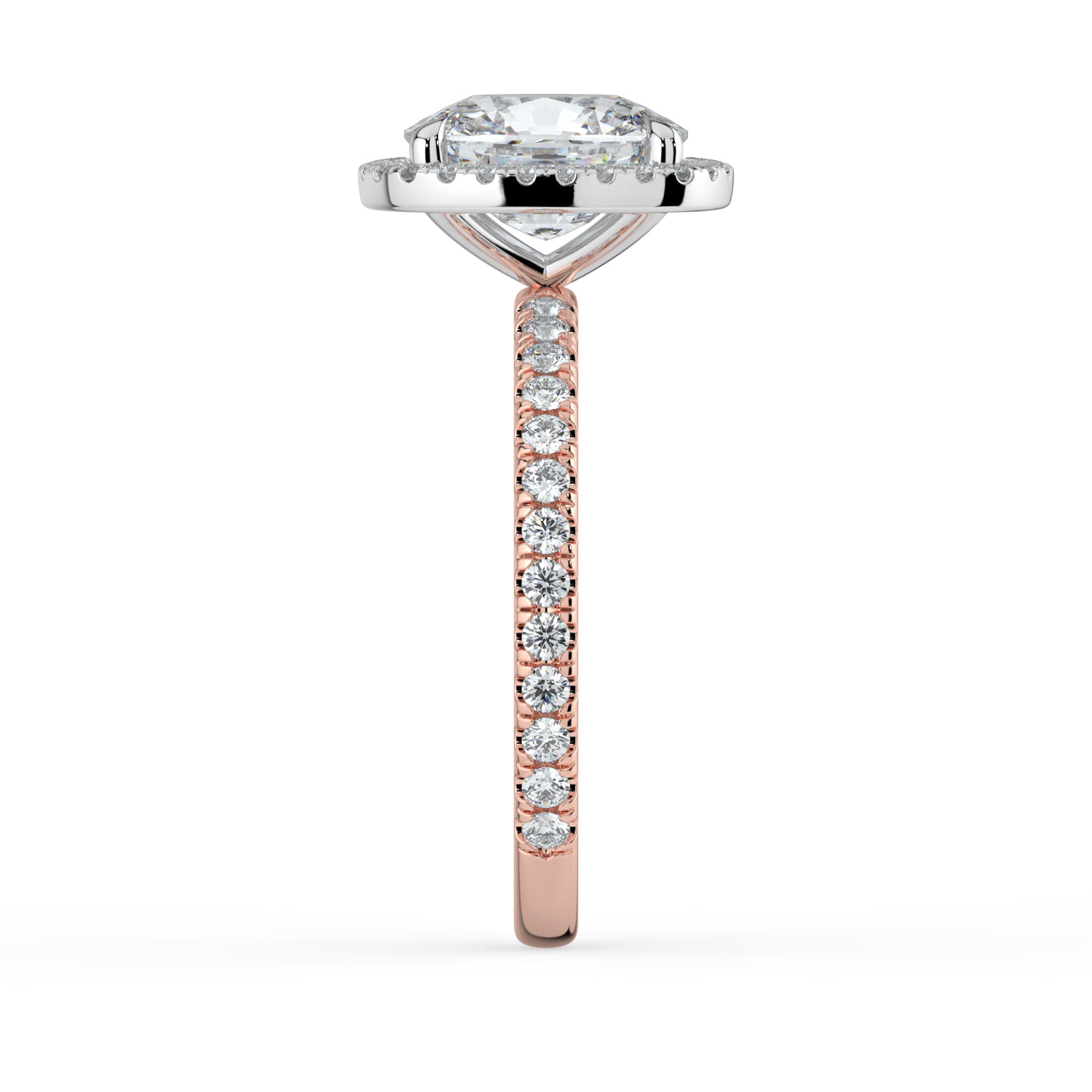 The Orion Ring - Elongated Cushion Halo with Pavé Band