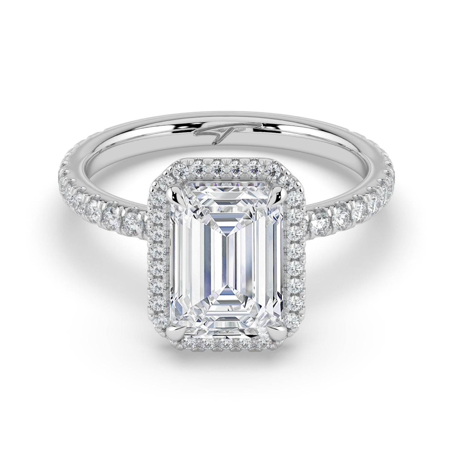 The Orion Ring - Emerald Halo with Pavé Band
